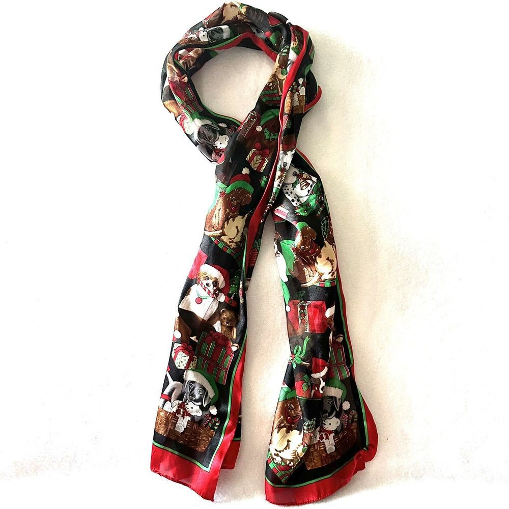 Christmas Scarf Dogs Puppies Gifts Holiday‎ Pets Semi Sheer
